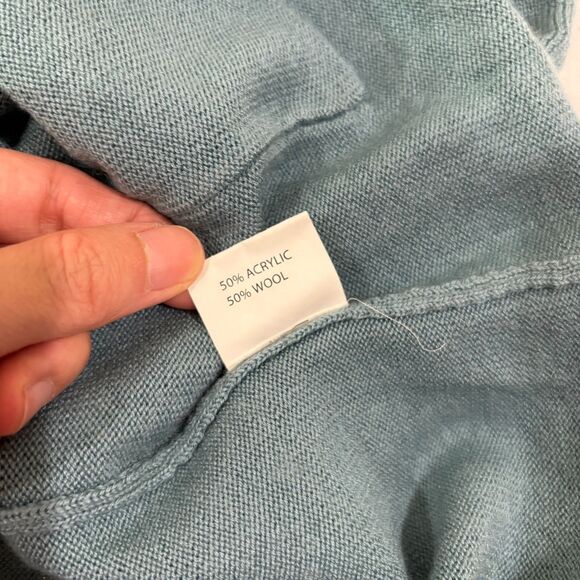 Castle of Ireland Cardigan Teal Blue Women L Wool Embroidered Coastal Granny - Picture 8 of 9